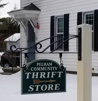 Pelham Community Thrift Store Entrance Sign