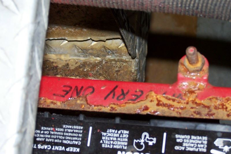 Rusted Battery Box and Broken Weld